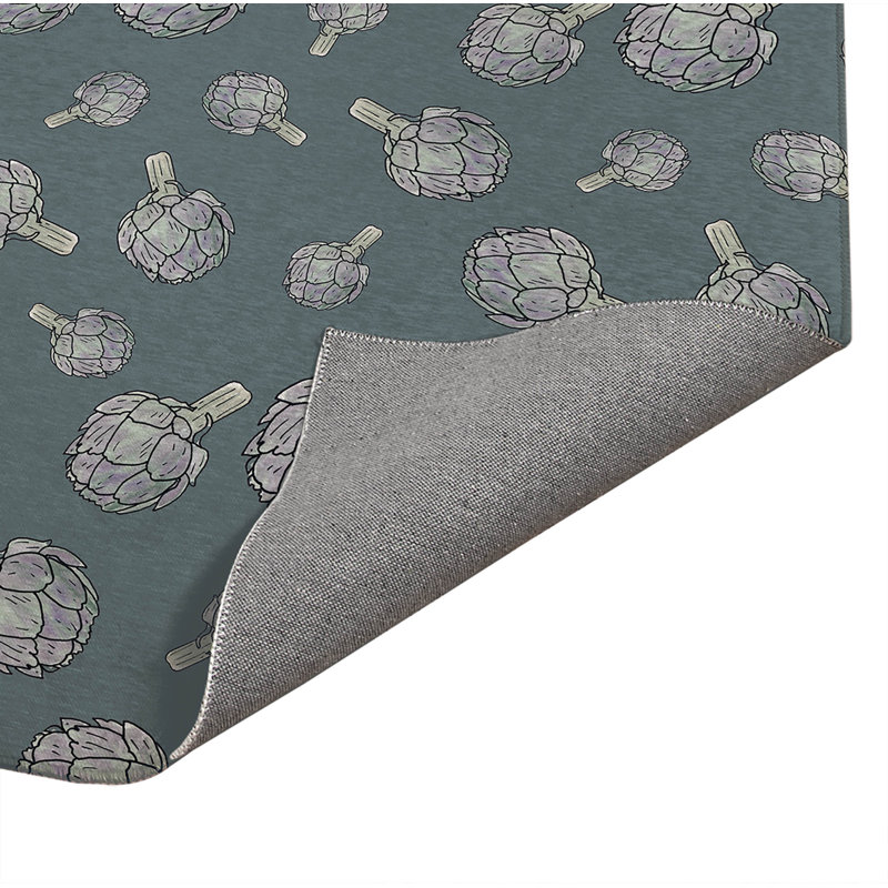 Tapis de cuisine antidérapant Summer Artichaut, Ardoise, Rectangulaire 2 pi x 3 pi