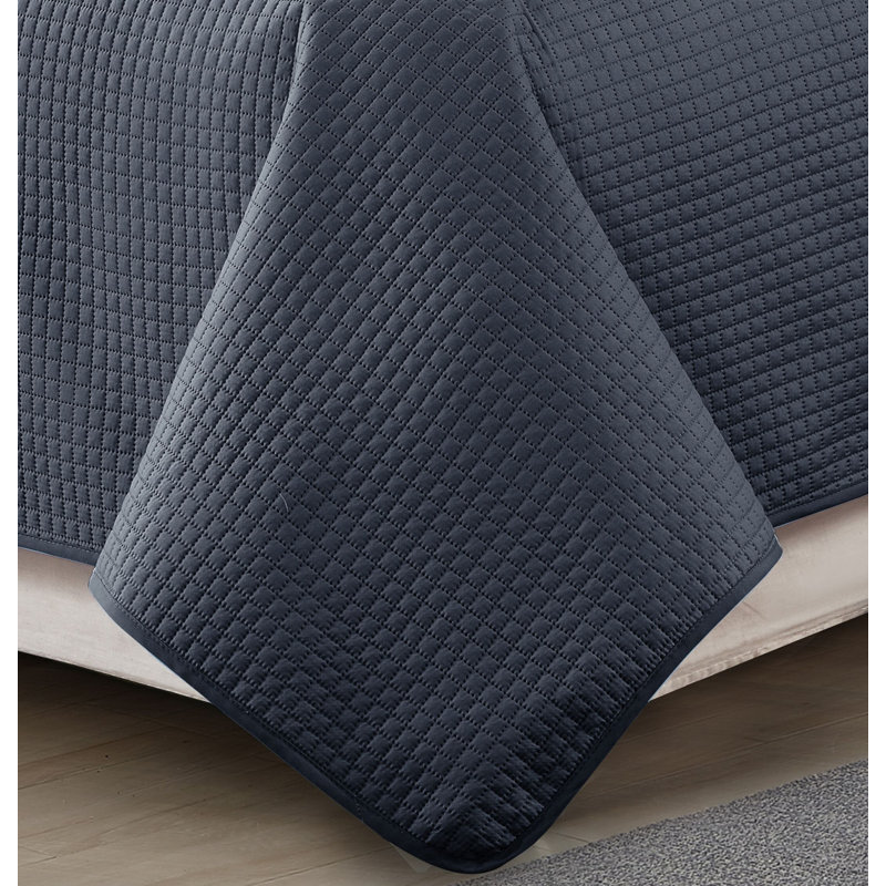 Pomeroy Polyester Quilt, King Quilt + 2 Shams, Charcoal