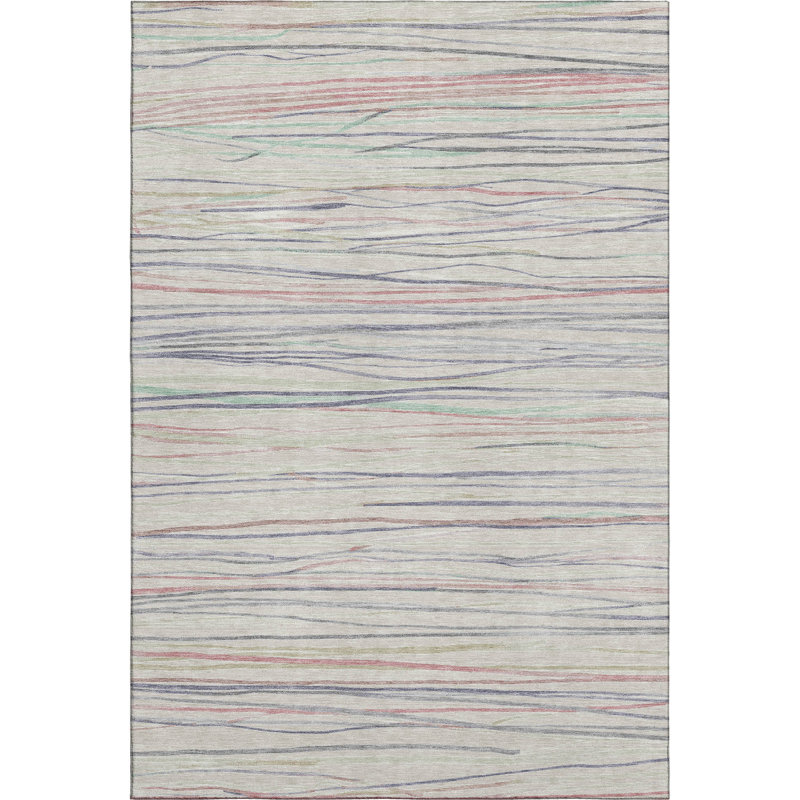 Premium Machine Washable Harjo AMF1603 Stripes Rug, Rectangle 9' x 12'