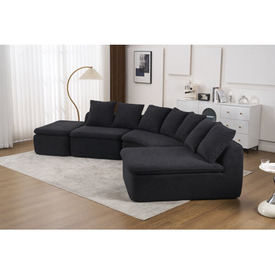 Modular U-Shaped Sectional Sofa With Removable Recliner And Flexible Configuration For Large Living Spaces.