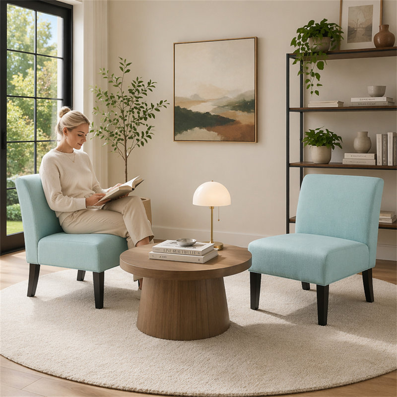 Ensemble de 2 chaises d'appoint, Bleu clair