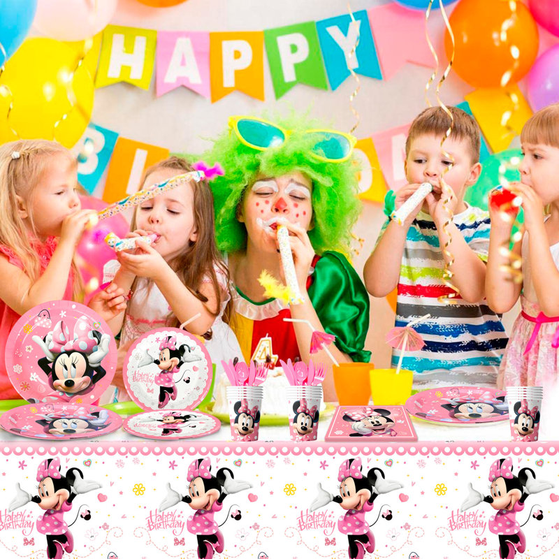 Minnie Birthday Party Supplies,113pcs Minnie Mouse Party Decorations Tableware Set