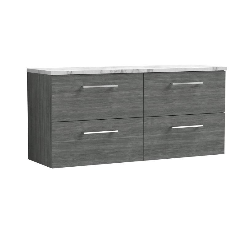 Arno 56.2cm Double Bathroom Vanity Base Only, Anthracite Woodgrain