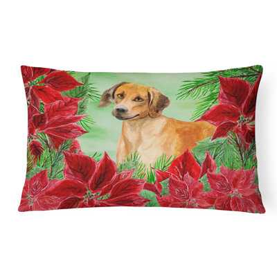  Coussin intérieur / extérieur Rhodesian Ridgeback Poinsettias