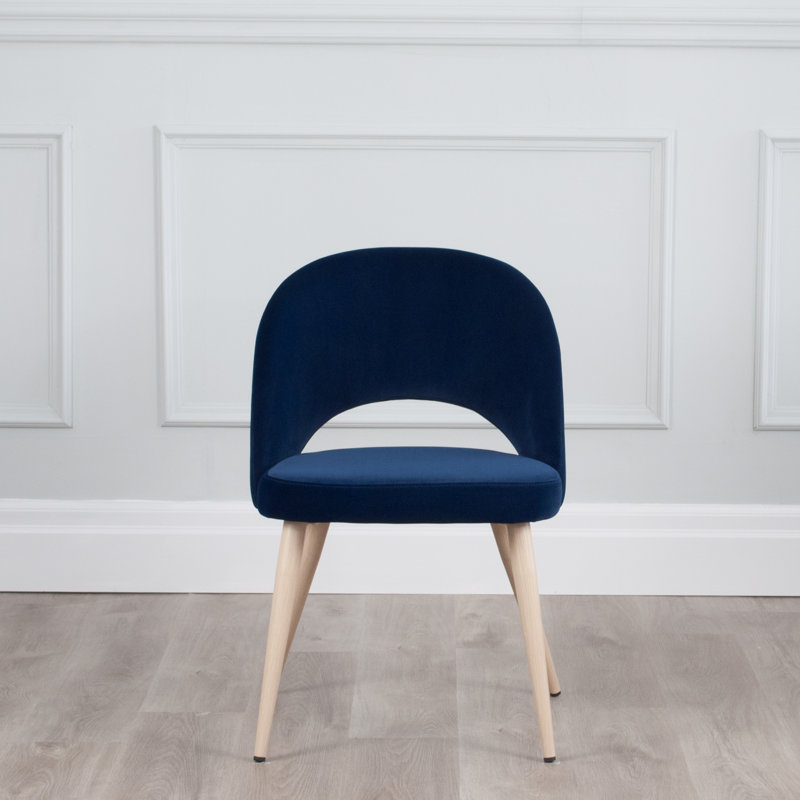 Chaise d'appoint rembourrée en velours Kanthan, Bleu royal, Naturel
