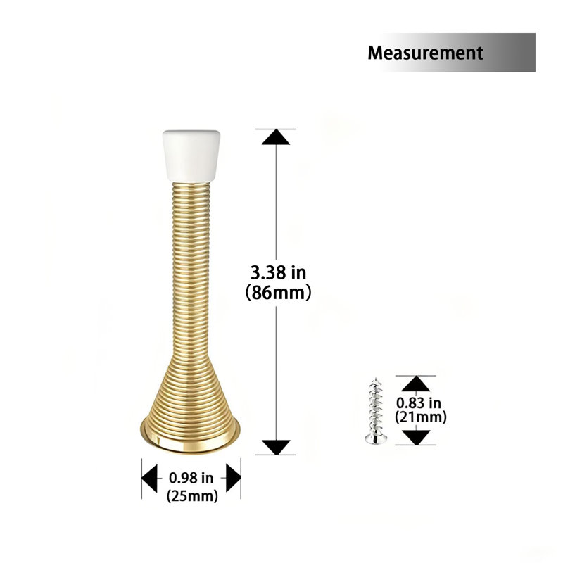Spring Door Steel Baseboard Stop, Gold