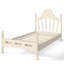 Lit plateforme avec tête de lit courbée chic, structure en bois massif, support à lattes, sans sommier, bas au sol, beige-130155206-130155203