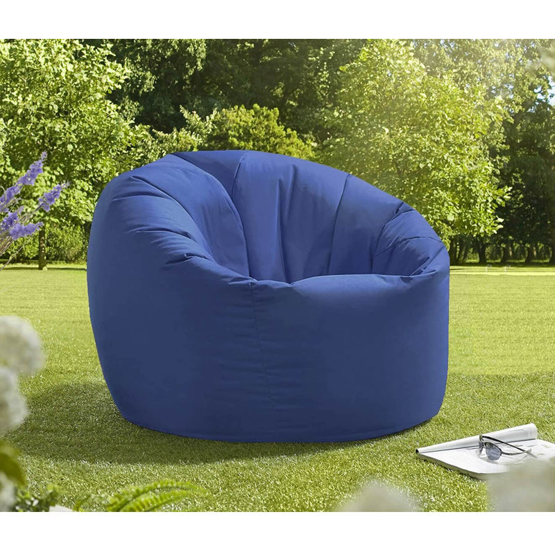 Attenborough Polyester Outdoor Friendly Refillable Bean Bag Chair, 102cm H x 89cm W x 89cm D, Blue