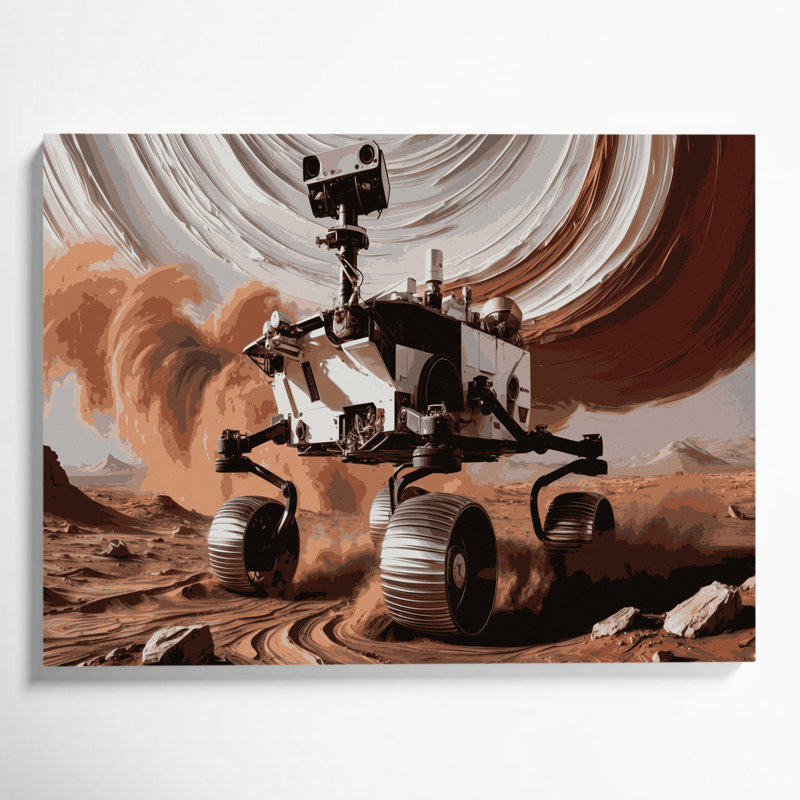Art mural sur toile gris, "Space Perseverance rover"