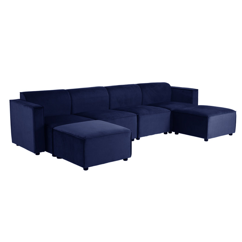 Necie 6 - Piece Living Room Set, Dark Blue
