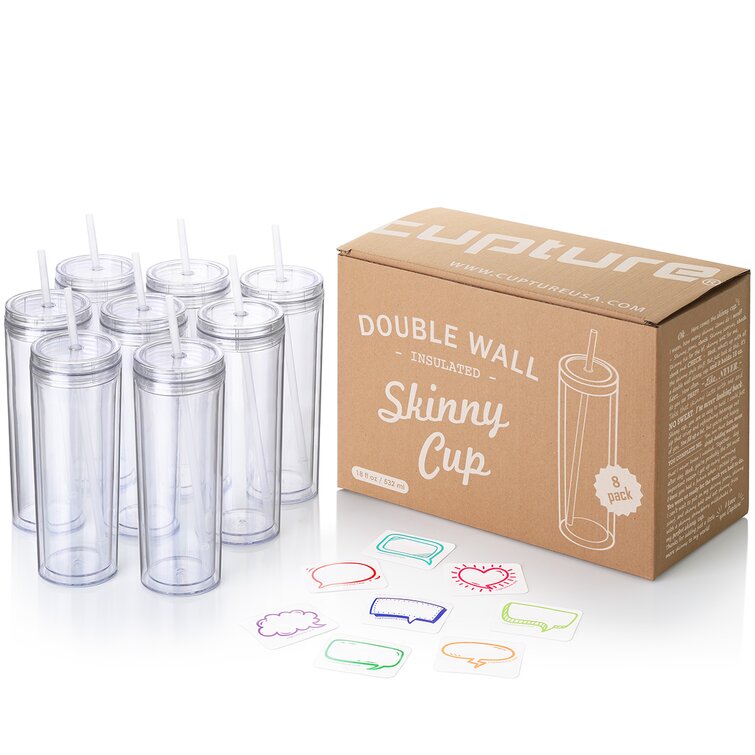Cupture Stainless Steel Skinny Insulated Tumbler Cup with Lid and