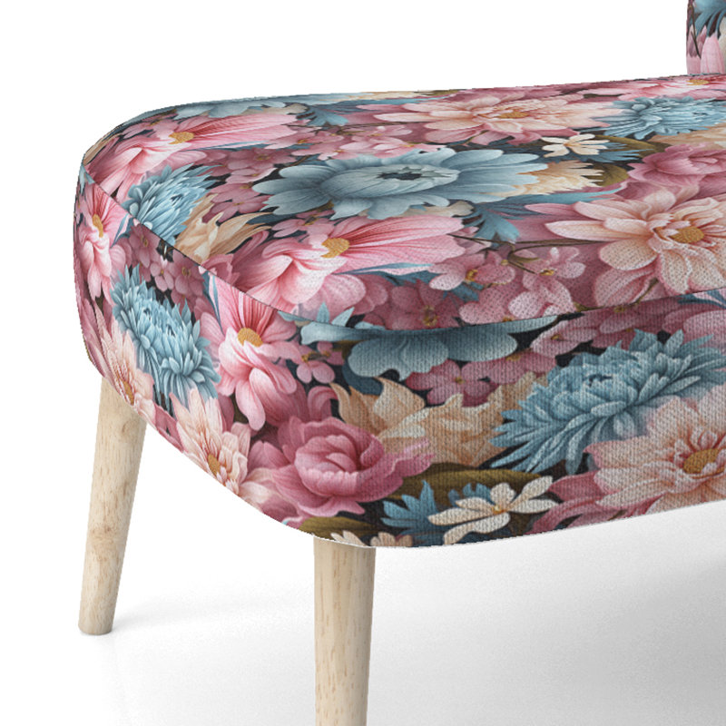 Bleu et rose pastel pivoines fleurs - chaise d'appoint rembourrée de style campagnard, chaise d'appoint rustique à motif floral