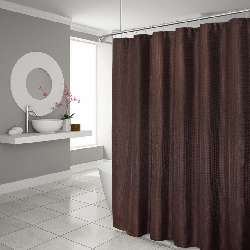 Rideau de douche simple de couleur unie, Brun