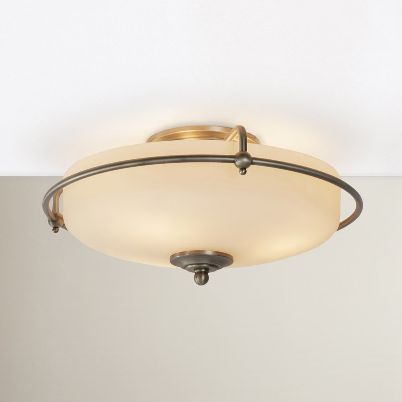 Plafonnier semi-encastré 3 lumières Ampelio, Nickel antique