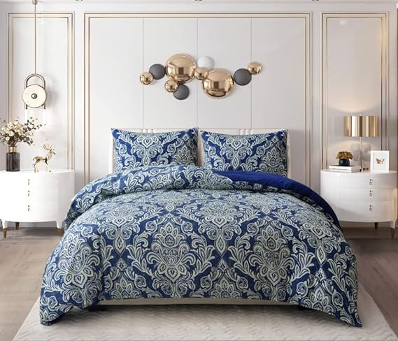 Bozhidar Microfiber, Polyester Damask Duvet Cover Set with Pillowcases, Super King - 2 Pillowcases