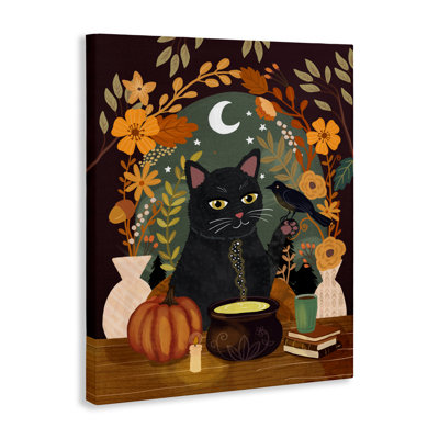 Chat automnal et toile de chaudron, design par Mia Charro
