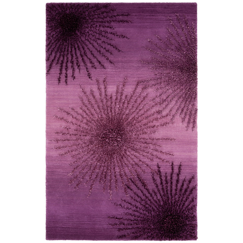 Tapis Amier Floral en laine et viscose, tuftÃ© Ã  la main, Rectangle 3 pi 6 po x 5 pi 6 po