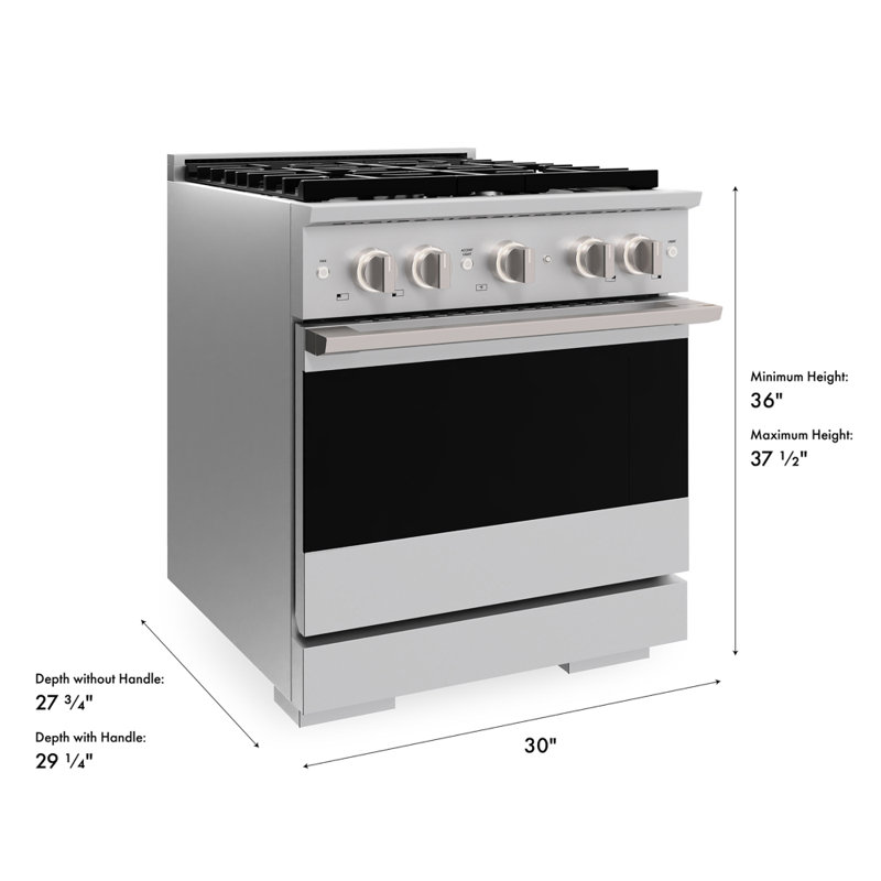 ZLINE 30 in. Marino Gas Range w/ Convection Oven in Black Stainless & 4 Gas Brass Burners, Dual Fuel, Stainless Steel