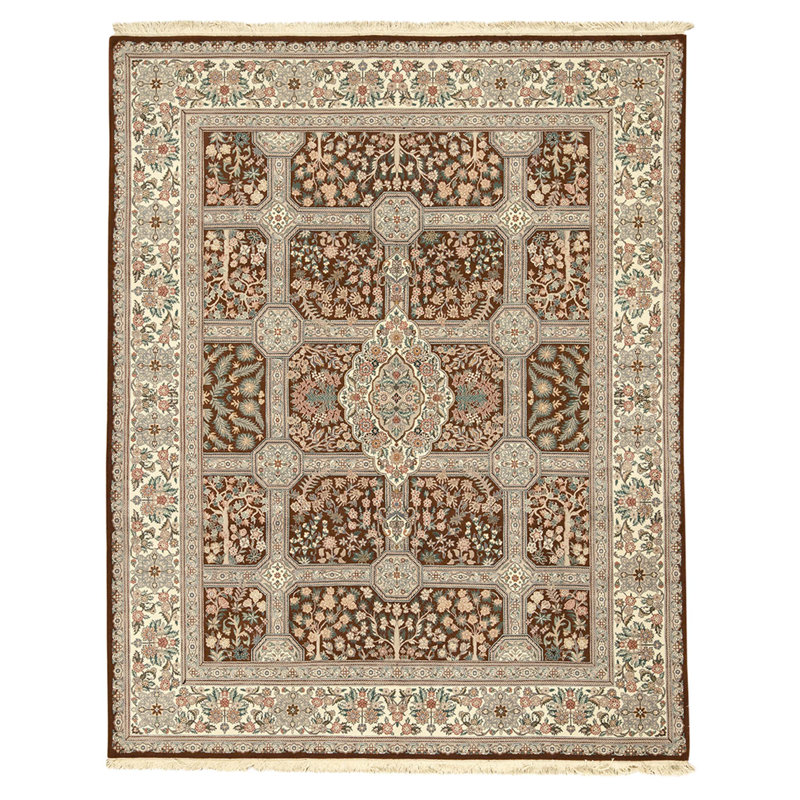 High-Quality Hand-Knotted Wine And Ivory Area Rug