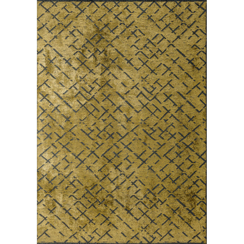Rapture Abstract Area Rug in Yellow, Rectangle 9'10" x 14'