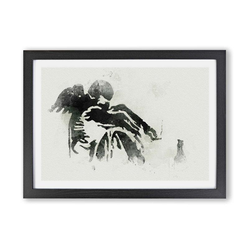 Drunken Angel by Banksy - Framed Print, 33cm H x 45cm W x 2cm D, Black
