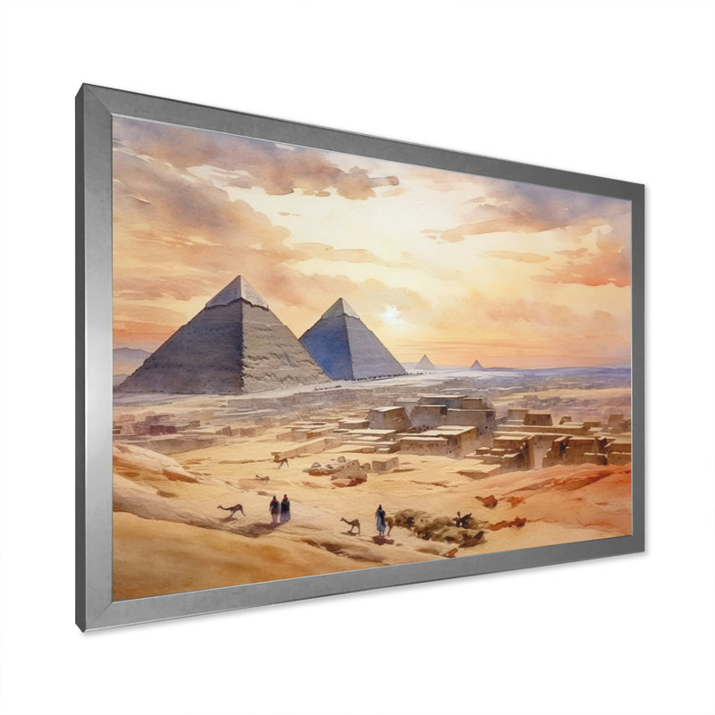 Décoration murale «Désert historique», H 24 po x l 32 po x P 1 po, Cadre simple argenté