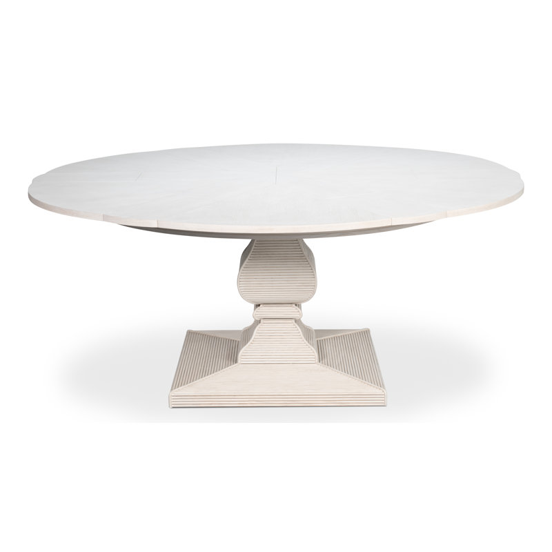 Kelso Equestrian Round Solid Wood Dining Table, Working White, 30"H x 55"L x 55"W