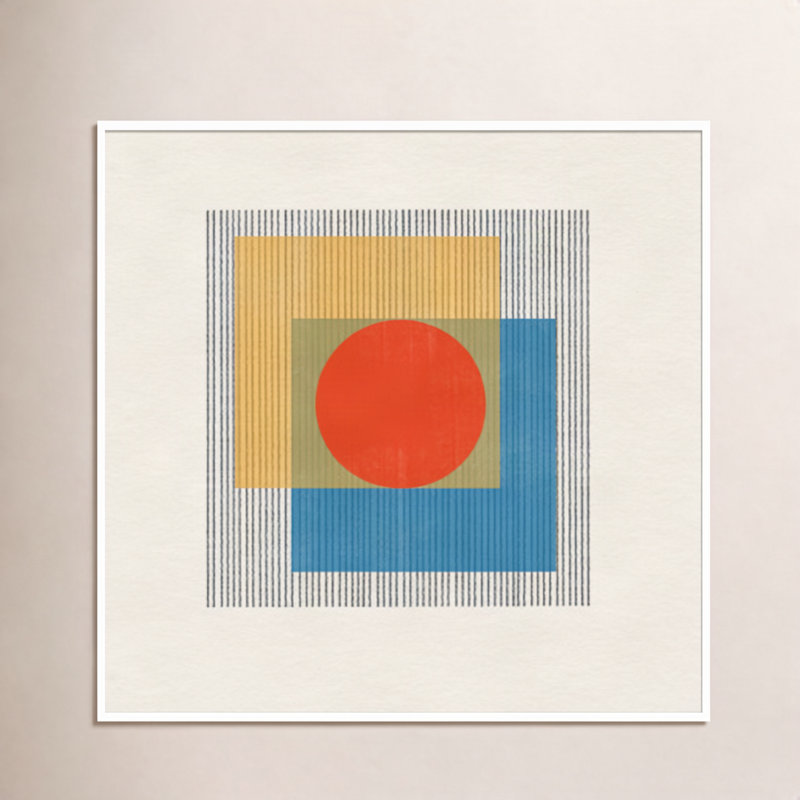 Mid-Century, objet moderne n ° 3 par le studio MIUUS - Cadre photo unique, impression, H 41 po x l 41 po x P 1 po, Blanc