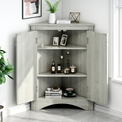 Armoire triangulaire avec tablettes réglables - rangement polyvalent en chêne Grace