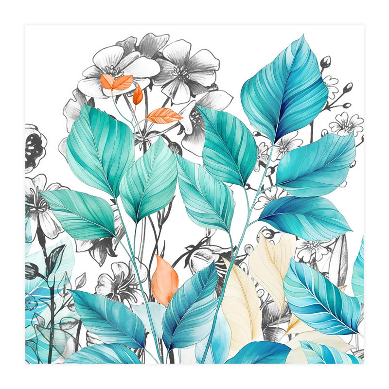 Tropical Leaf Peel & Stick Floral Border, 96" L x 96" W