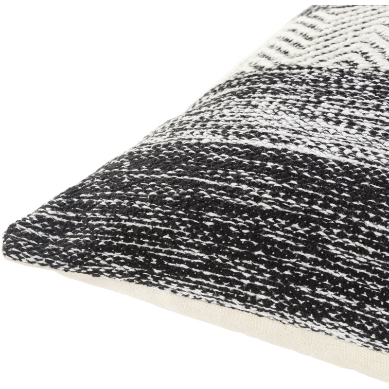 Housse de coussin décoratif Ampelia, Beige / noir, 18 po x 18 po, Duvet