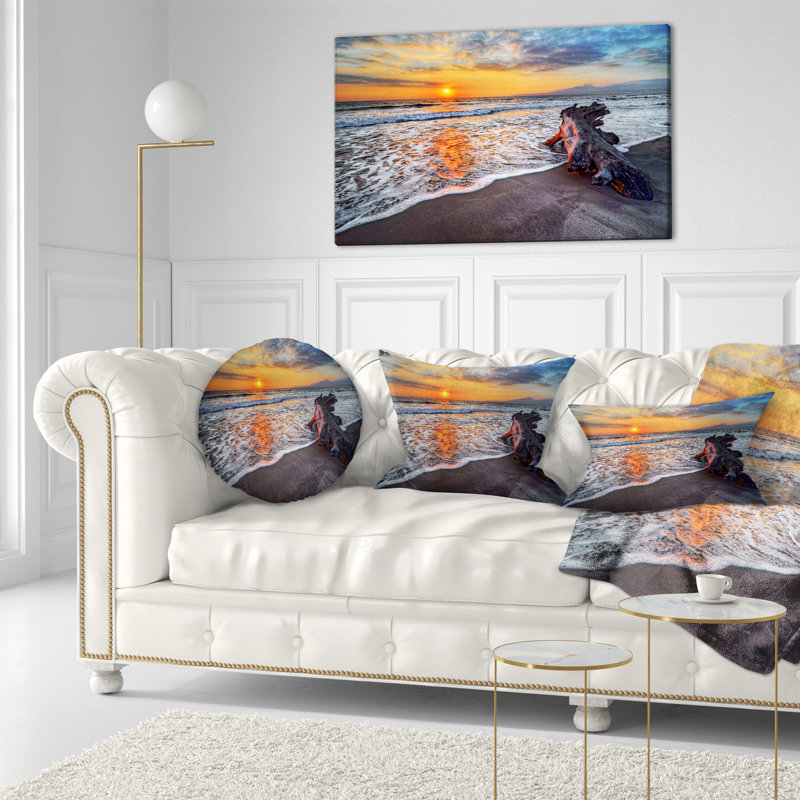 Coussin lombaire à coucher de soleil à coucher de mer sandy