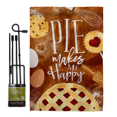 Drapeau de jardin Pie Makes Me Happy 2 côtés en polyester 3 x 18,5 pouces