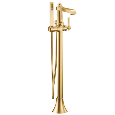 Flara Single Handle Floor Mount Freestanding Tub Filler with Handshower