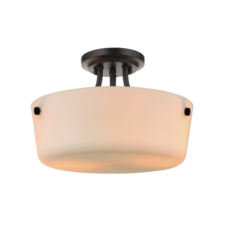 Willett Glass Semi Flush Mount, Clear Seeded, Flat Black