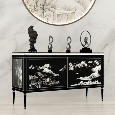 Painting Art Porch Cabinet Accent Chest