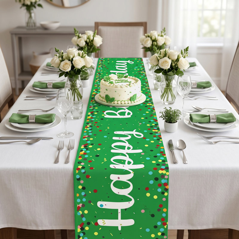 Table Runner 6 Pack 72 Inch, Colored Dots Polyester Dining Decor for Birthday Party Kitchen Table