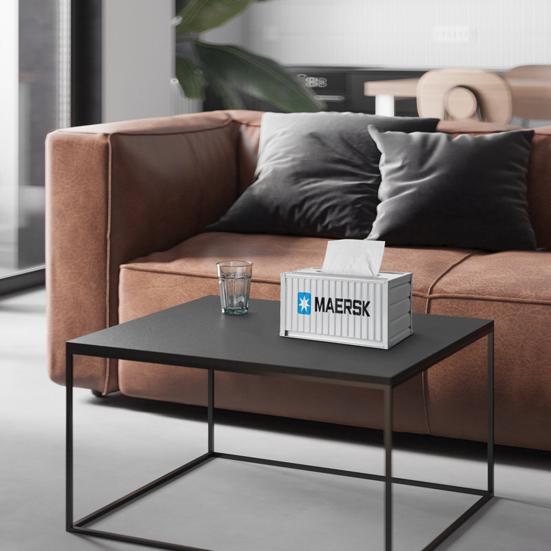 White Metal Shipping Container Tissue Box Cover