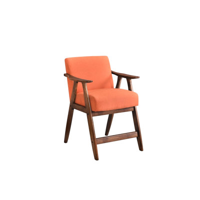 Comfortable Orange Fabric Counter Height Seat - Wooden Construction For Dining Room Ergonomic Chair Cushioned Wood
