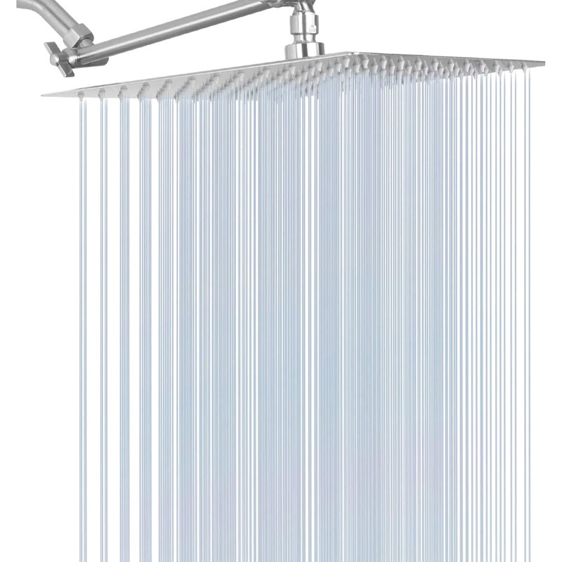 10" Square Stainless Steel Shower Head - Brushed Nickel, Rainfall & High , Self-Cleaning, Adjustable Arm Mounted On Wall, Nozzle Scaling Protection Nickel Rainfall, , For Wall Mount, Prevention