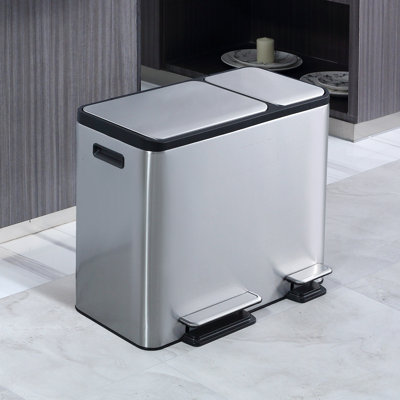 Ecocasa Steel Step On Multi-Compartment Rubbish & Recycling Bin