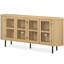 64" Sideboard Buffet With 4 Fluted Doors And Curved Design - Elegant Storage Cabinet For Dining Room Or Hallway,-1149463702