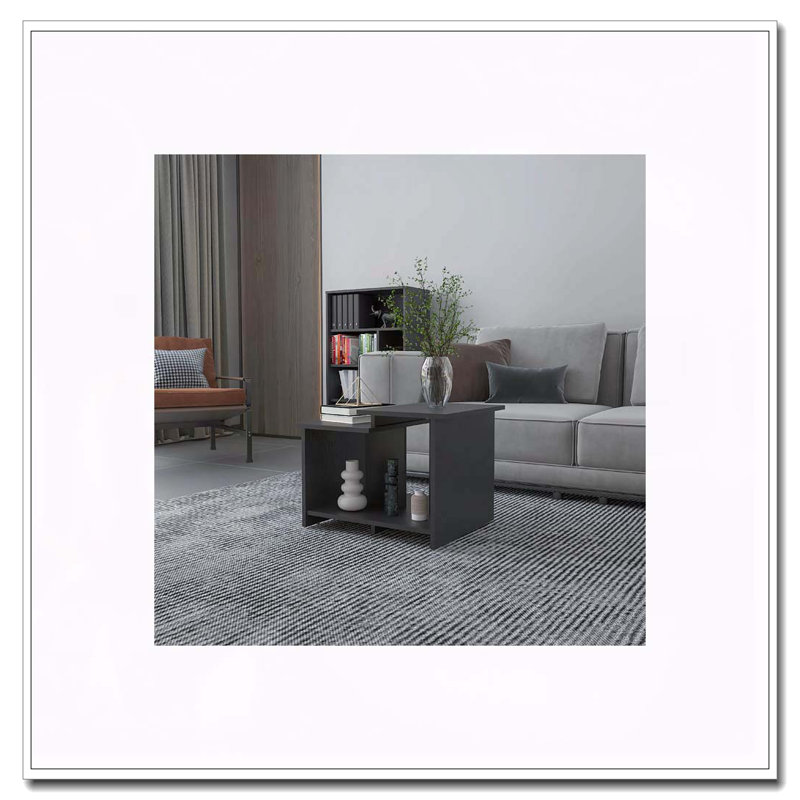 Table basse noire avec rangement ouvert, Noir