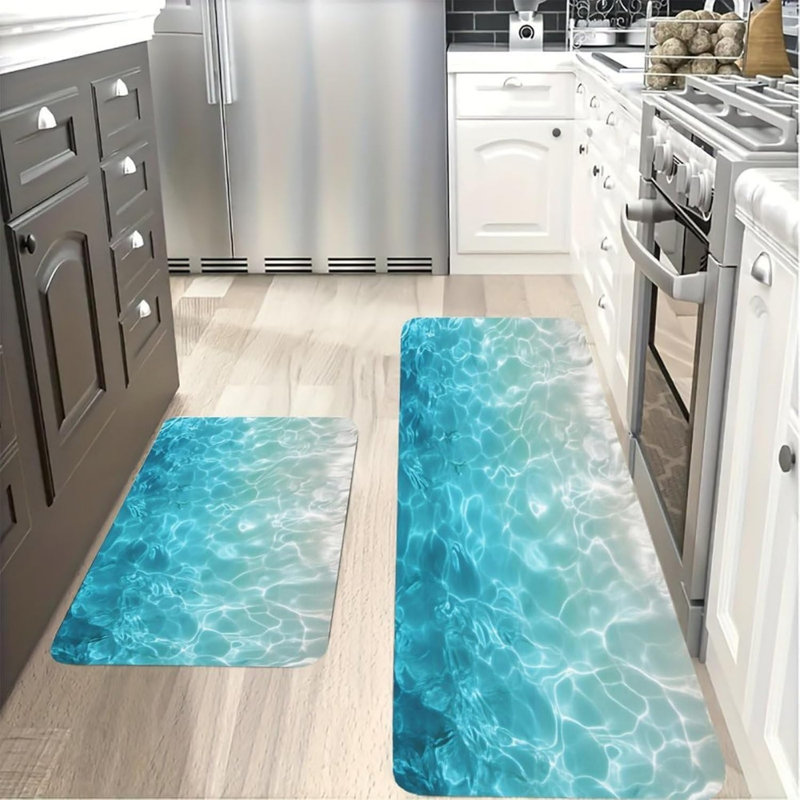 Ensemble de 2 tapis de cuisine turquoise pour la cuisine et le vestibule