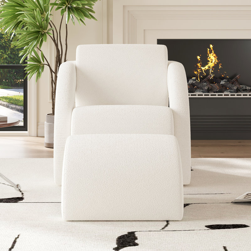 Fauteuil rembourré avec repose-pieds, Beige