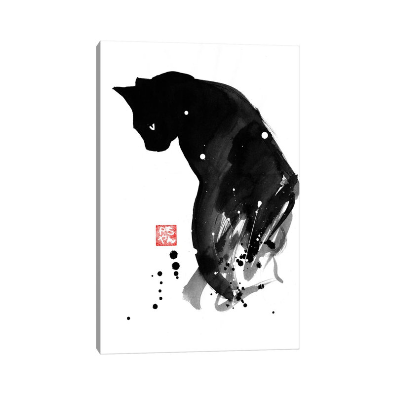 Chat A Tache by Péchane - Print on Canvas, 66.04 cm H x 45.72 cm W x 1.91 cm D, Wrapped Canvas