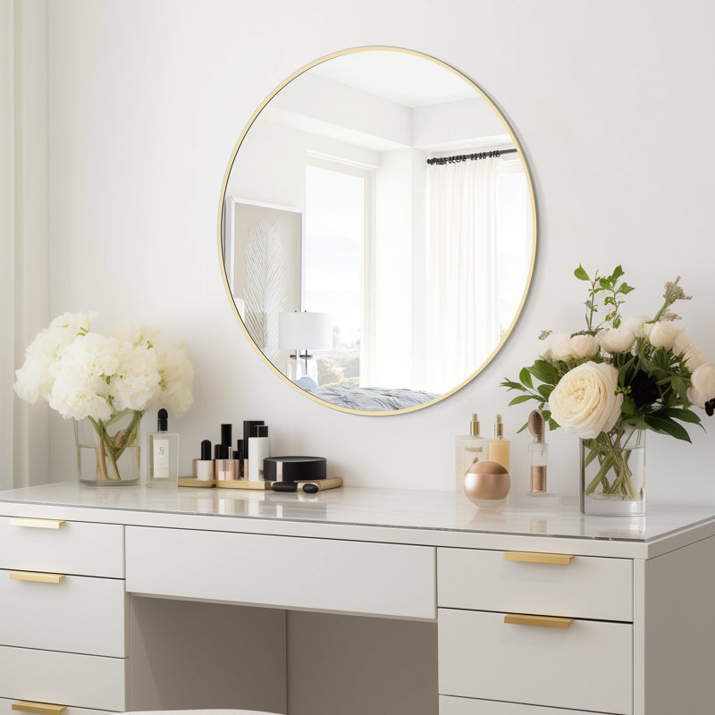 Miroir mural Kristene, Doré, 28 po x 28 po