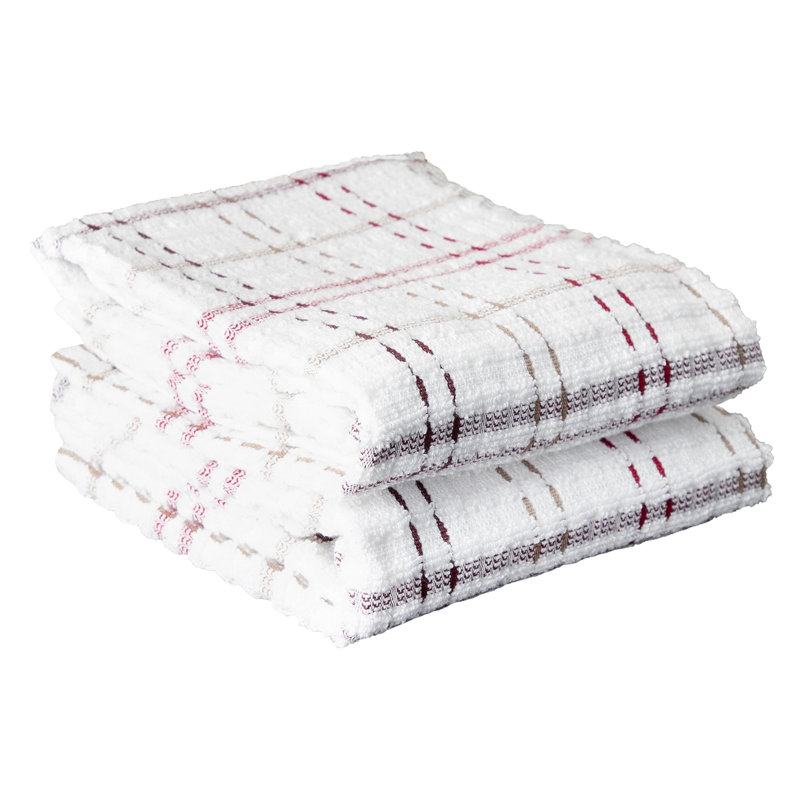 Cotton Plaid Waffle Tea Towel Kitchen Towel, Mocha