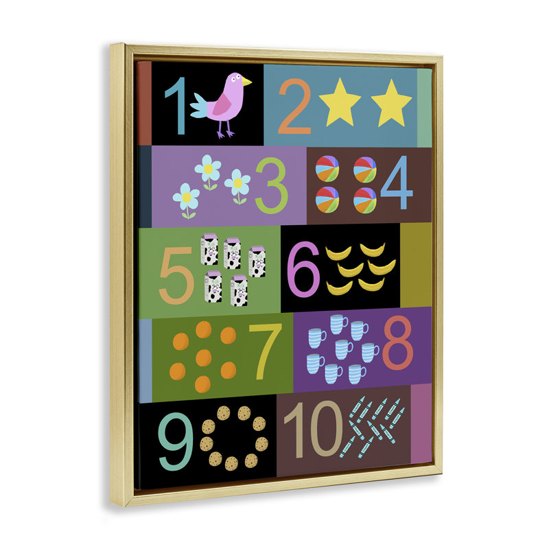 Learning To Count Chart Floating Frame, design by Carla Daly, 31" H x 25" W, Metallic Gold Floater Frame