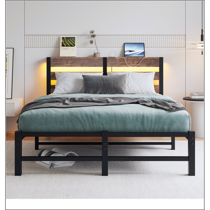 Beige; lit double brun / double, Brown/Beige, Double